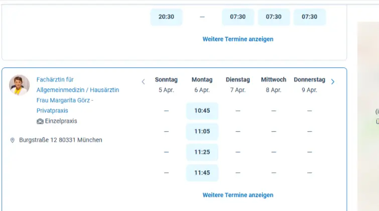 Выбор врача на сайте