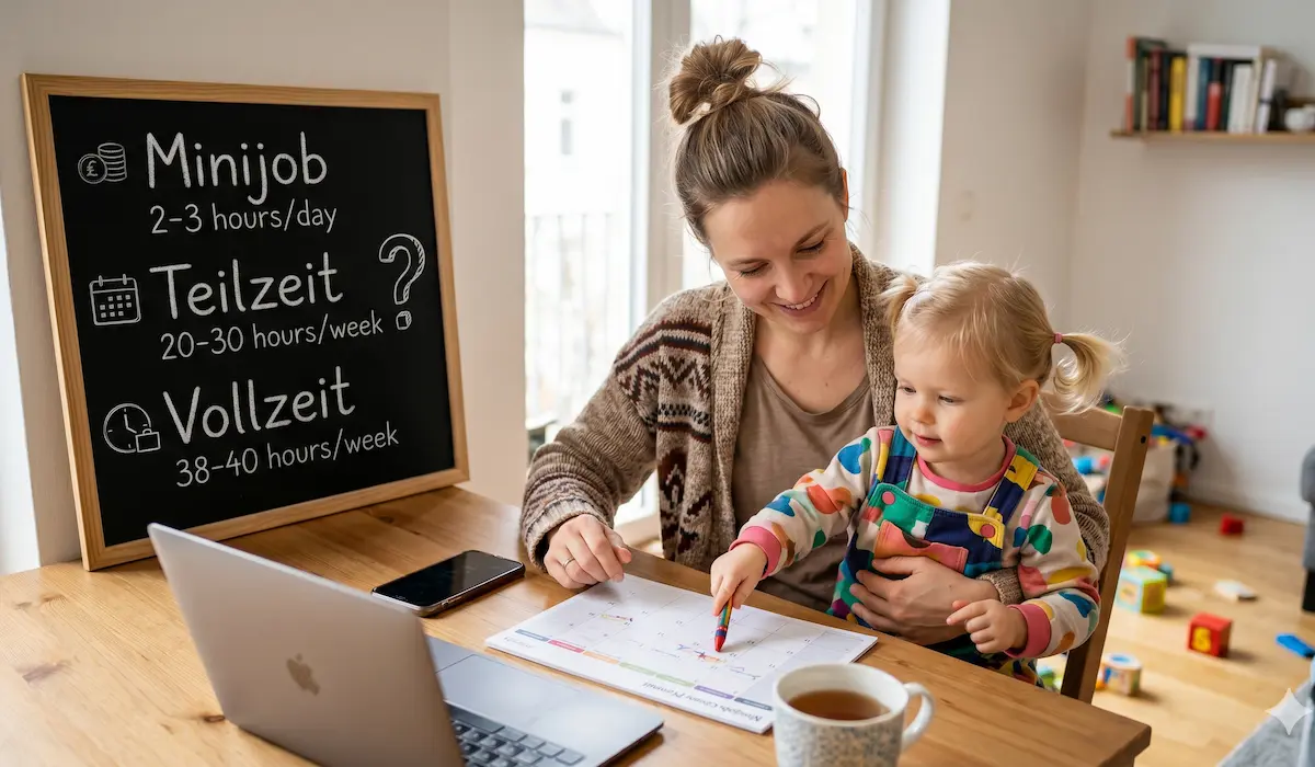 Eine Mutter und ihr Kind sitzen am Tisch und malen