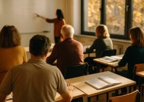 Integrationskurs in Berlin: Teilnehmende im Deutschunterricht
