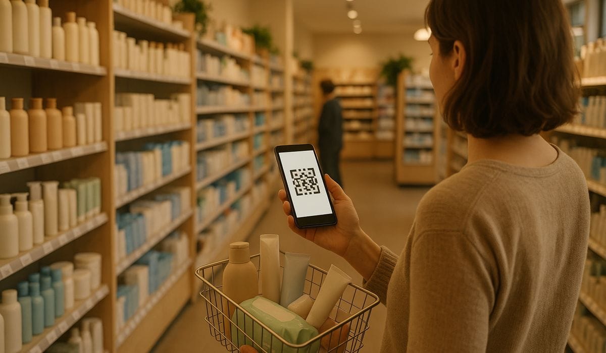 Покупки в drogerie зі смартфоном і цифровою карткою лояльності